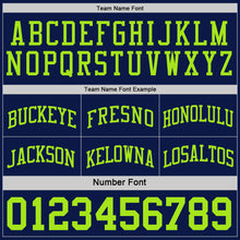 Load image into Gallery viewer, Custom Reversible Navy Neon Green Double Side Sublimation Basketball Suit Jersey