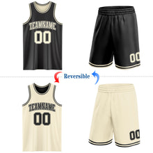 Load image into Gallery viewer, Custom Reversible Black Cream Double Side Sublimation Basketball Suit Jersey