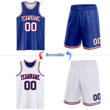 Load image into Gallery viewer, Custom Reversible Royal White-Red Double Side Sublimation Basketball Suit Jersey