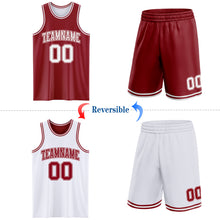 Load image into Gallery viewer, Custom Reversible Maroon White Double Side Sublimation Basketball Suit Jersey