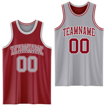 Load image into Gallery viewer, Custom Reversible Maroon Gray-White Double Side Sublimation Basketball Suit Jersey