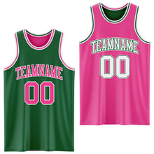 Load image into Gallery viewer, Custom Reversible Kelly Green Pink-White Double Side Sublimation Basketball Suit Jersey