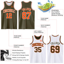 Load image into Gallery viewer, Custom Reversible Olive Orange-White Double Side Salute To Service Sublimation Basketball Suit Jersey