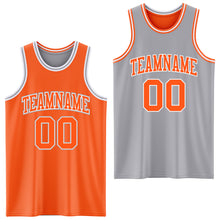 Load image into Gallery viewer, Custom Reversible Orange White-Gray Double Side Sublimation Basketball Suit Jersey