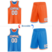 Load image into Gallery viewer, Custom Reversible Orange White-Powder Blue Double Side Sublimation Basketball Suit Jersey