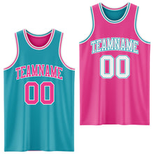 Load image into Gallery viewer, Custom Reversible Teal Pink-White Double Side Sublimation Basketball Suit Jersey