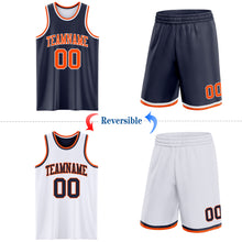 Load image into Gallery viewer, Custom Reversible Navy Orange-White Double Side Sublimation Basketball Suit Jersey