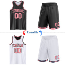 Load image into Gallery viewer, Custom Reversible Black Medium Pink Double Side Sublimation Basketball Suit Jersey