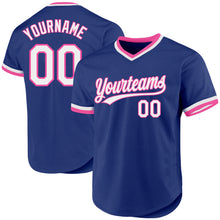 Load image into Gallery viewer, Custom Royal White-Pink Authentic Throwback Baseball Jersey