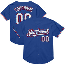 Load image into Gallery viewer, Custom Royal White-Red Mesh Authentic Throwback Baseball Jersey