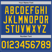 Load image into Gallery viewer, Custom Royal Yellow Mesh Authentic Throwback Baseball Jersey