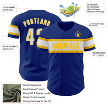 Load image into Gallery viewer, Custom Royal White-Yellow Authentic Baseball Jersey