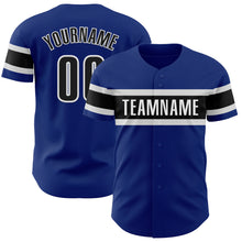 Load image into Gallery viewer, Custom Royal Black-White Authentic Baseball Jersey