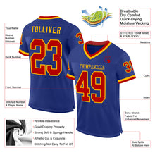 Load image into Gallery viewer, Custom Royal Red-Gold Mesh Authentic Throwback Football Jersey