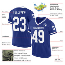 Load image into Gallery viewer, Custom Royal White Mesh Authentic Throwback Football Jersey