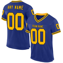 Load image into Gallery viewer, Custom Royal Gold-Black Mesh Authentic Throwback Football Jersey