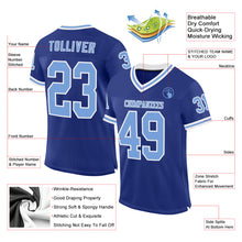 Load image into Gallery viewer, Custom Royal Light Blue-White Mesh Authentic Throwback Football Jersey