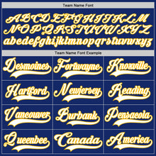 Load image into Gallery viewer, Custom Royal White-Gold Hockey Lace Neck Jersey