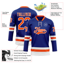 Load image into Gallery viewer, Custom Royal Orange-White Hockey Lace Neck Jersey