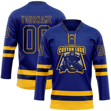 Load image into Gallery viewer, Custom Royal Navy-Gold Hockey Lace Neck Jersey