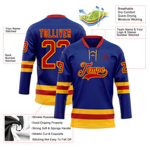 Load image into Gallery viewer, Custom Royal Red-Gold Hockey Lace Neck Jersey