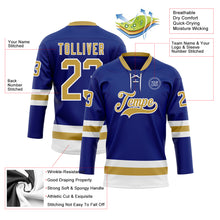 Load image into Gallery viewer, Custom Royal Old Gold-White Hockey Lace Neck Jersey