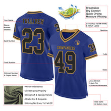 Load image into Gallery viewer, Custom Royal Black-Old Gold Mesh Authentic Throwback Football Jersey