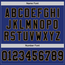 Load image into Gallery viewer, Custom Royal Black-Old Gold Mesh Authentic Throwback Football Jersey