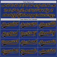 Load image into Gallery viewer, Custom Royal Black-Old Gold Authentic Throwback Baseball Jersey