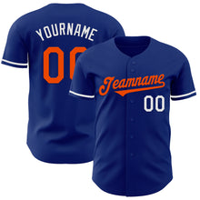 Load image into Gallery viewer, Custom Royal Orange-White Authentic Baseball Jersey