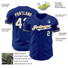 Load image into Gallery viewer, Custom Royal White-Old Gold Authentic Baseball Jersey