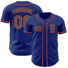 Load image into Gallery viewer, Custom Royal Steel Gray-Orange Authentic Baseball Jersey