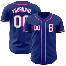 Load image into Gallery viewer, Custom Royal White-Pink Authentic Baseball Jersey