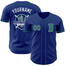 Load image into Gallery viewer, Custom Royal Kelly Green-White Authentic Baseball Jersey