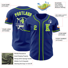 Load image into Gallery viewer, Custom Royal Neon Green-White Authentic Baseball Jersey