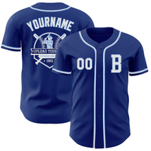 Load image into Gallery viewer, Custom Royal White-Light Blue Authentic Baseball Jersey