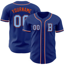 Load image into Gallery viewer, Custom Royal Light Blue-Orange Authentic Baseball Jersey
