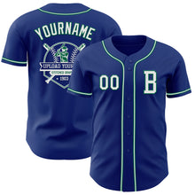 Load image into Gallery viewer, Custom Royal White-Kelly Green Authentic Baseball Jersey