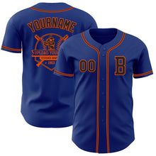 Load image into Gallery viewer, Custom Royal Black-Orange Authentic Baseball Jersey