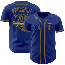 Load image into Gallery viewer, Custom Royal Black-Old Gold Authentic Baseball Jersey