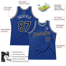 Load image into Gallery viewer, Custom Royal Black-Gray Authentic Throwback Basketball Jersey