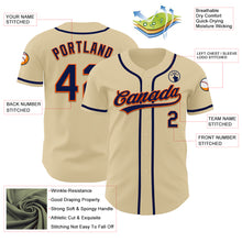 Load image into Gallery viewer, Custom Sand Navy-Orange Authentic Baseball Jersey