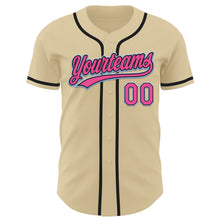 Load image into Gallery viewer, Custom Sand Pink Black-Light Blue Authentic Baseball Jersey