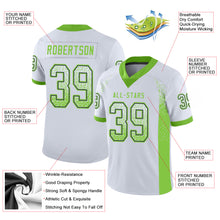 Load image into Gallery viewer, Custom White Neon Green-Navy Drift Fashion Football Jersey