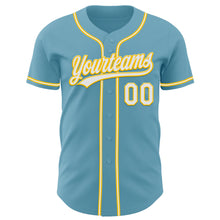 Load image into Gallery viewer, Custom Shadow Blue White-Yellow Authentic Baseball Jersey