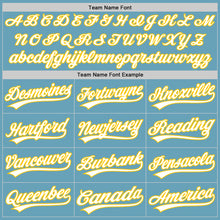 Load image into Gallery viewer, Custom Shadow Blue White-Yellow Authentic Baseball Jersey