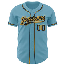 Load image into Gallery viewer, Custom Shadow Blue Black-Old Gold Authentic Baseball Jersey