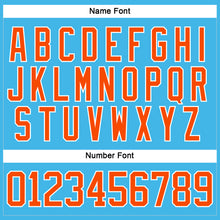 Load image into Gallery viewer, Custom Sky Blue Orange-White Hockey Lace Neck Jersey