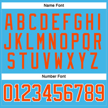 Load image into Gallery viewer, Custom Sky Blue Orange-White Hockey Jersey