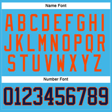 Load image into Gallery viewer, Custom Sky Blue Navy-Orange Hockey Jersey